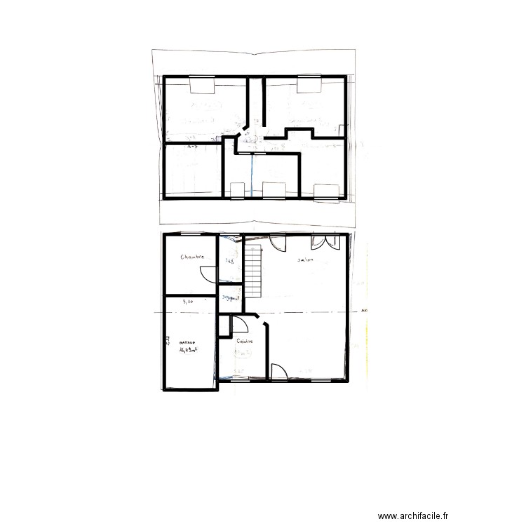 plan. Plan de 8 pièces et 78 m2