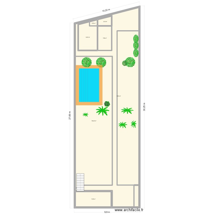 64 jardin. Plan de 7 pièces et 283 m2