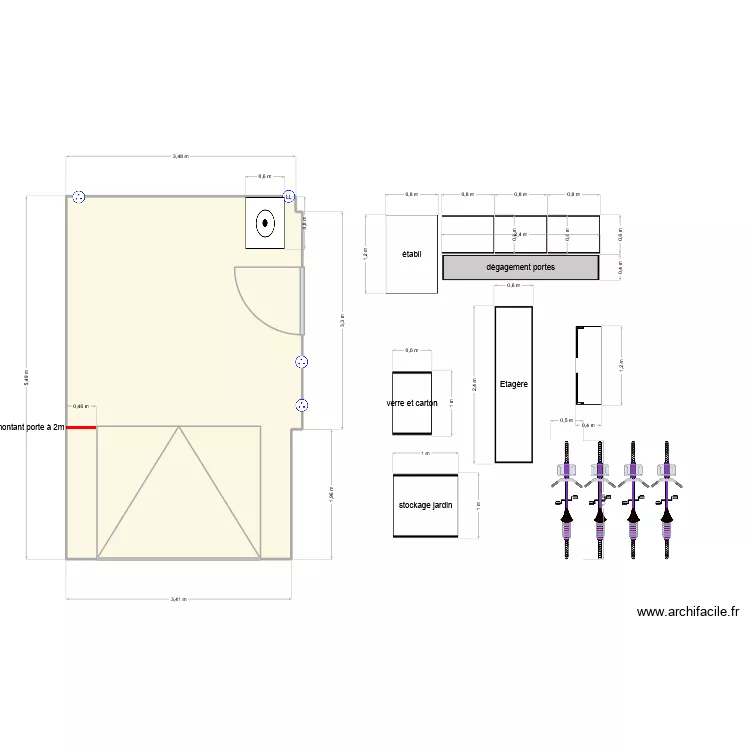 garage vierge2. Plan de 1 pièce et 19 m²