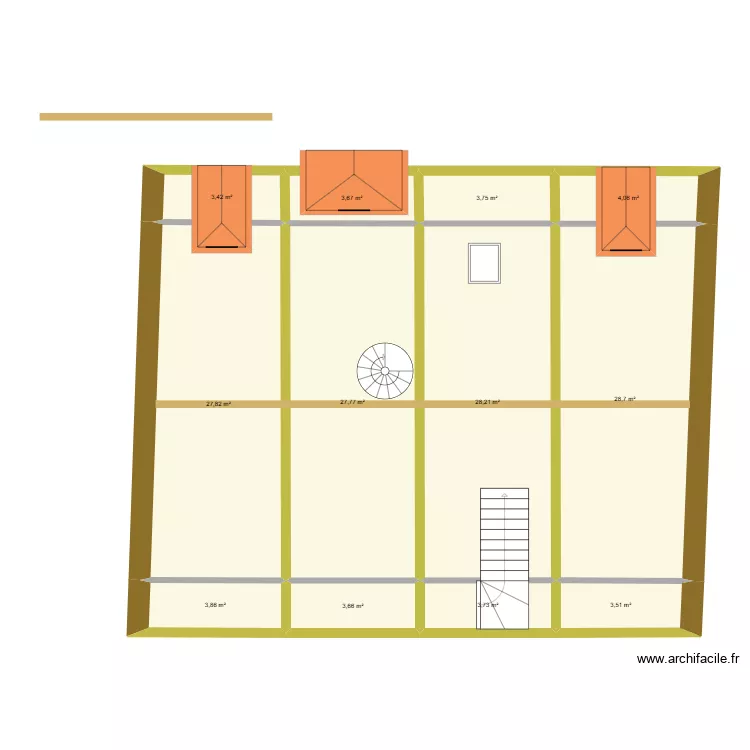 Grenier St Chaffrey. Plan de 12  et 142 m²