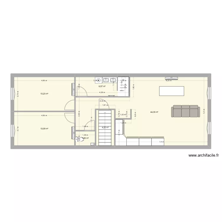 appartement Montaigut. Plan de 6 Pièces et 83 m²