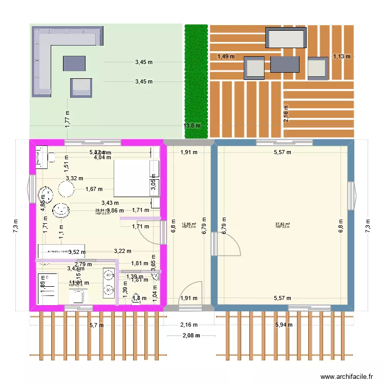 Longère pour chambres d'hôtes (x2). Plan de 4 et 86 m² Longère pour chambres d'hôtes (x2). Plan de 4 et 86 m²