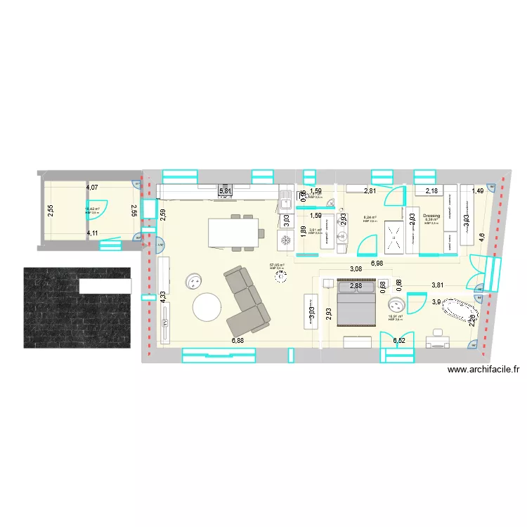 4 Fav rdc. Plan de 9  et 135 m²