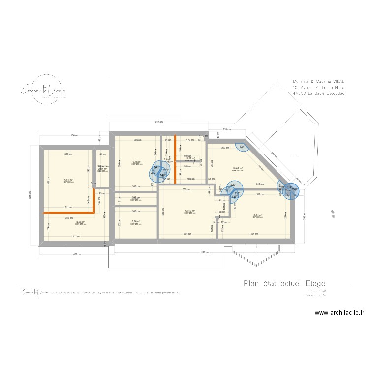 VIDAL. Plan de 11 pièces et 84 m2