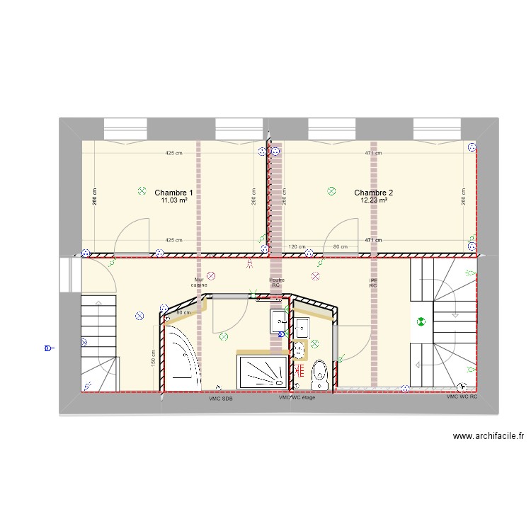 République étage distribution électricité 2023.11.14. Plan de 8 pièces et 101 m2