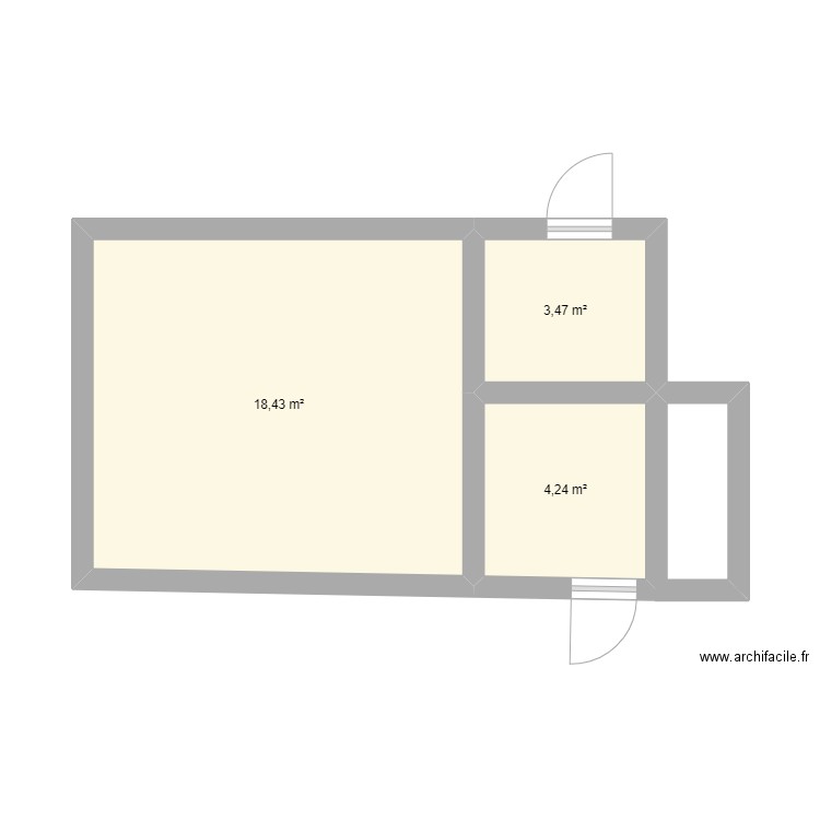 BLA. Plan de 3 pièces et 26 m2