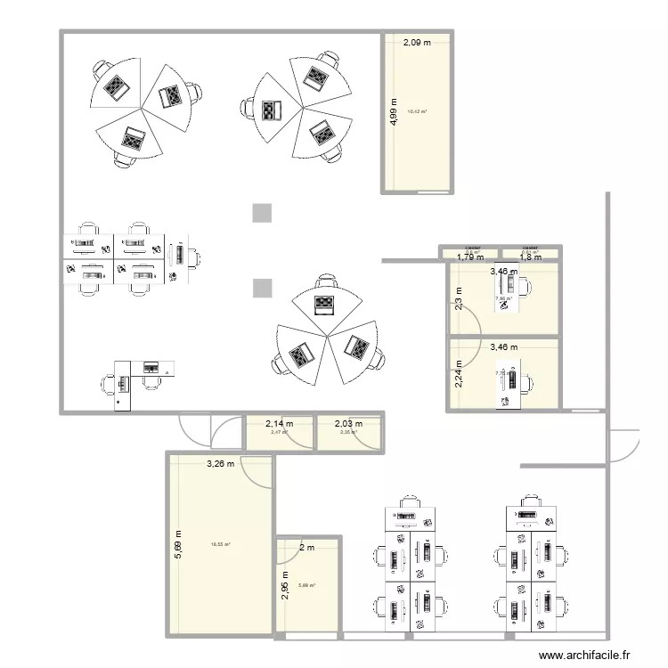 am&eacute;nagement TSV COULAINES retrait local serveur. Plan de 9  et 57 m²