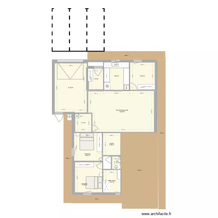 projet1. Plan de 11 Pièces et 118 m²
