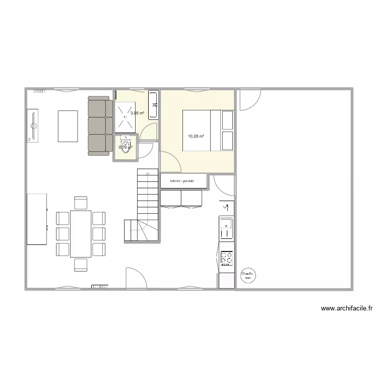 Maison origine. Plan de 3  et 14 m²