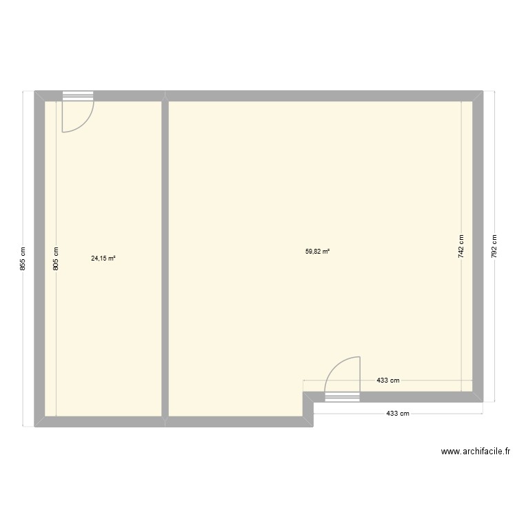 I2D BOUBE. Plan de 2 pièces et 84 m2