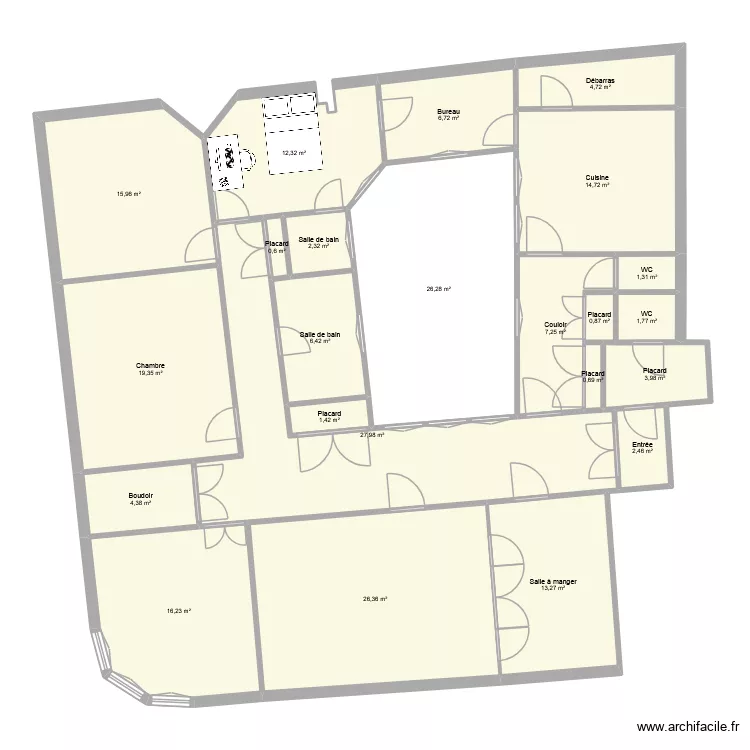 Michelet. Plan de 23  et 217 m²