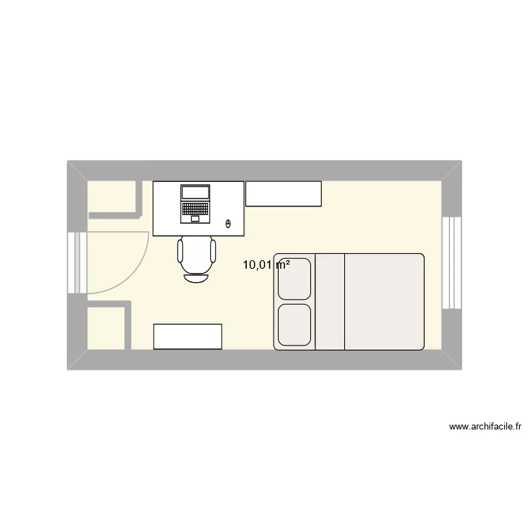 chambre 2. Plan de 1 Pièce et 10 m²