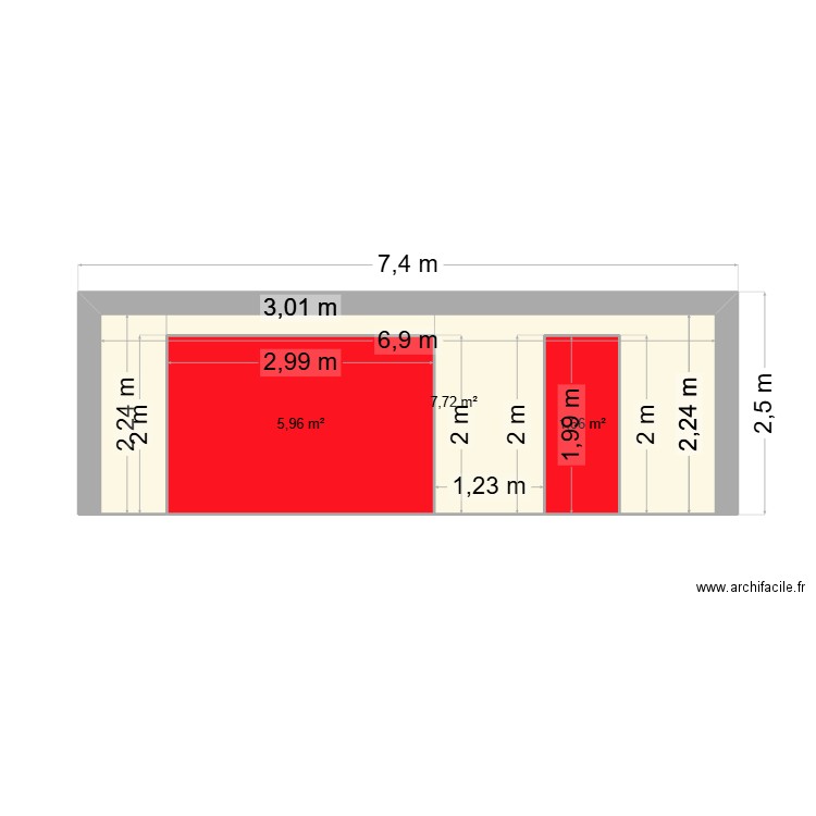 garage 1. Plan de 3 pièces et 15 m2