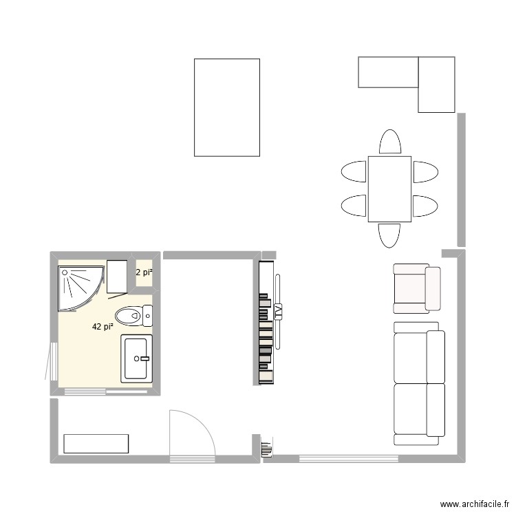 salle d eau 2. Plan de 2 pièces et 4 m2
