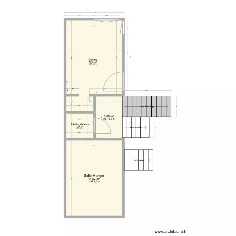 cuisine. Plan de 4 pièces et 29 m²