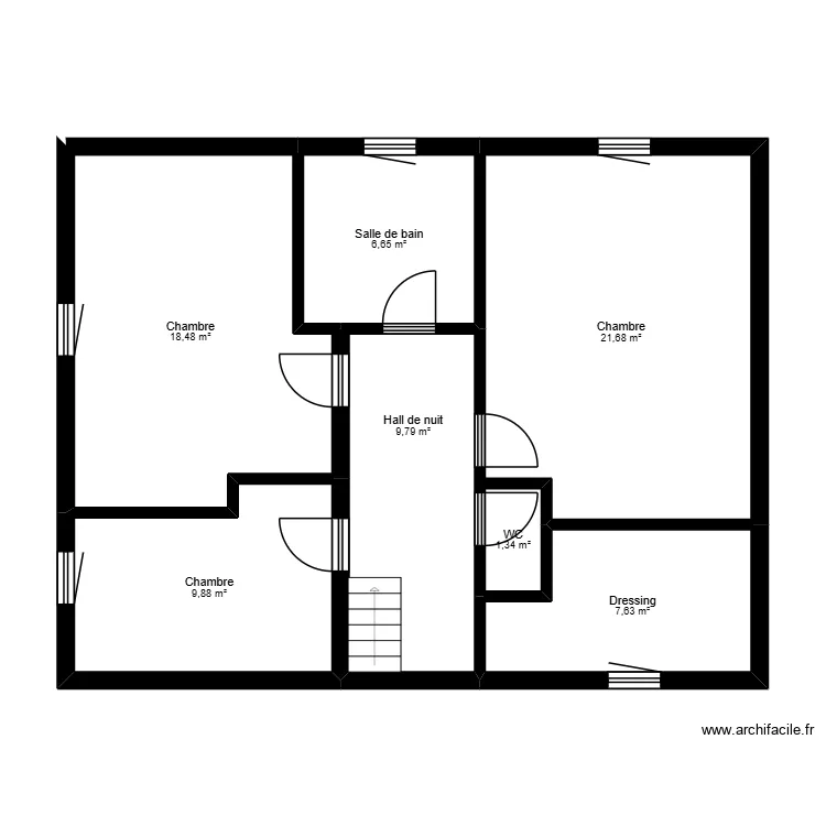 Froidchapelle Gouty &eacute;tage. Plan de 7  et 75 m²
