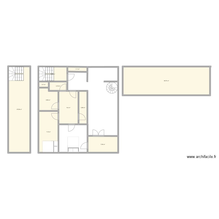 Joué. Plan de 11 pièces et 112 m2