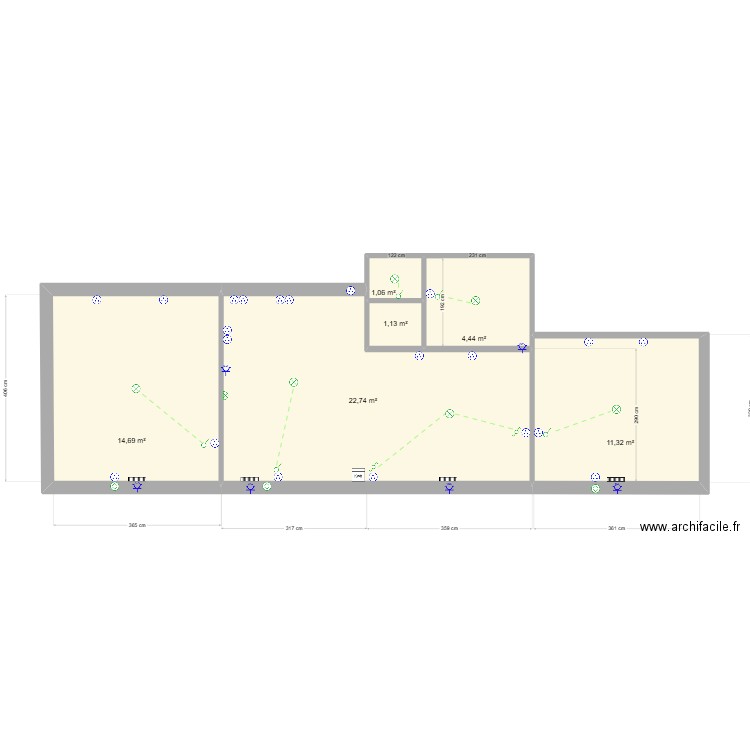 SACCON. Plan de 6 pièces et 55 m2