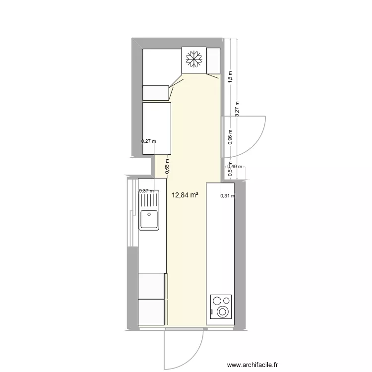 cuisine2. Plan de 1 et 13 m² cuisine2. Plan de 1 et 13 m²
