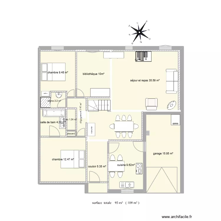 Ozoir rez-de-chauss&eacute;e 18/4/2026 1. Plan de 13  et 108 m²