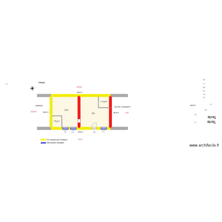 BEN EL KADHI _ Projet. Plan de 4 pièces et 50 m2