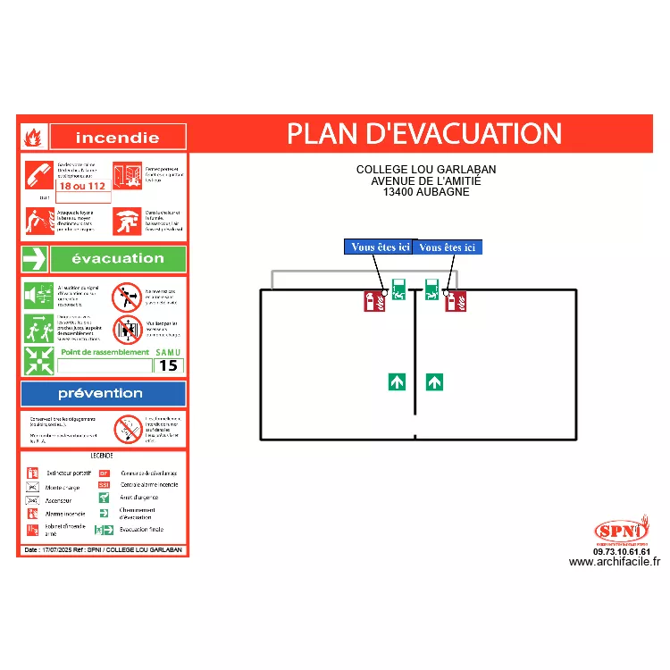 LOXAM COLLEGE LOU GARLABAN AUBAGNE EVAC 3. Plan de LOXAM COLLEGE LOU GARLABAN AUBAGNE EVAC 3. Plan de