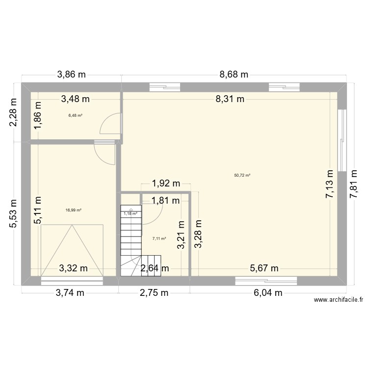 m66. Plan de 15 pièces et 164 m2