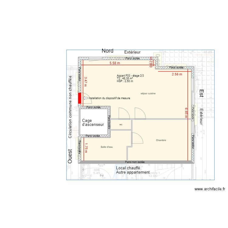 Eden appartement F03. Plan de 5 pièces et 57 m2