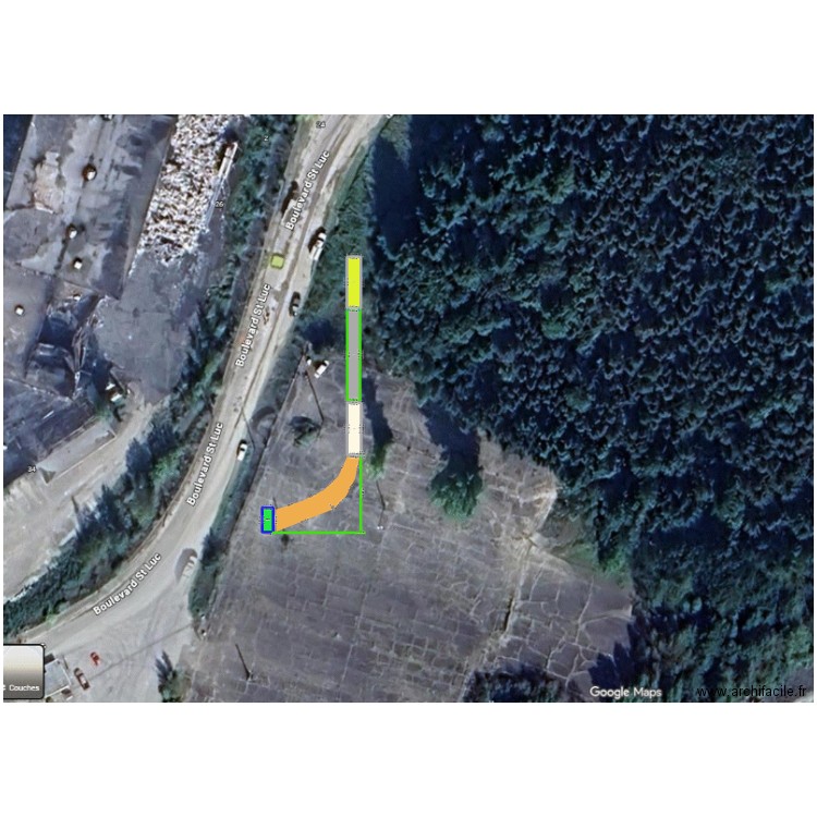 Plan implatation balance et wheelwash. Plan de 4 pièces et 208 m2