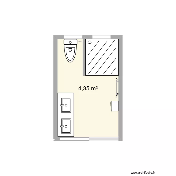 Reny0v Salle de Bain Lasn&eacute; Version 1. Plan de 1  et 4 m²