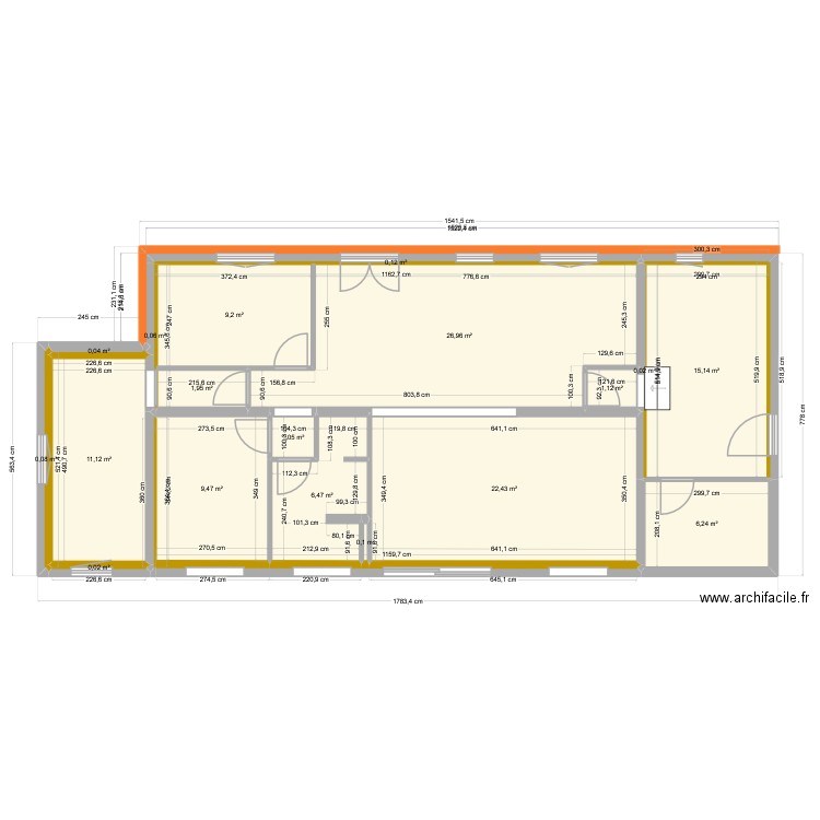 plan meublé. Plan de 20 pièces et 112 m2
