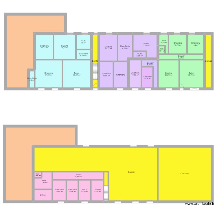 TOULOUSE JOEL. Plan de 38 pièces et 1053 m2