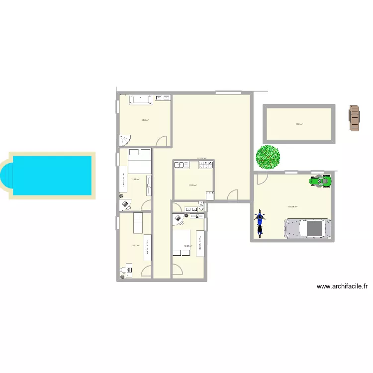 plan maison. Plan de 8  et 159 m²