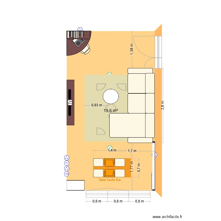 claude bernard. Plan de 1 pièce et 20 m2