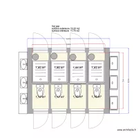 4 douches 4 WC 4,40 x 3,50