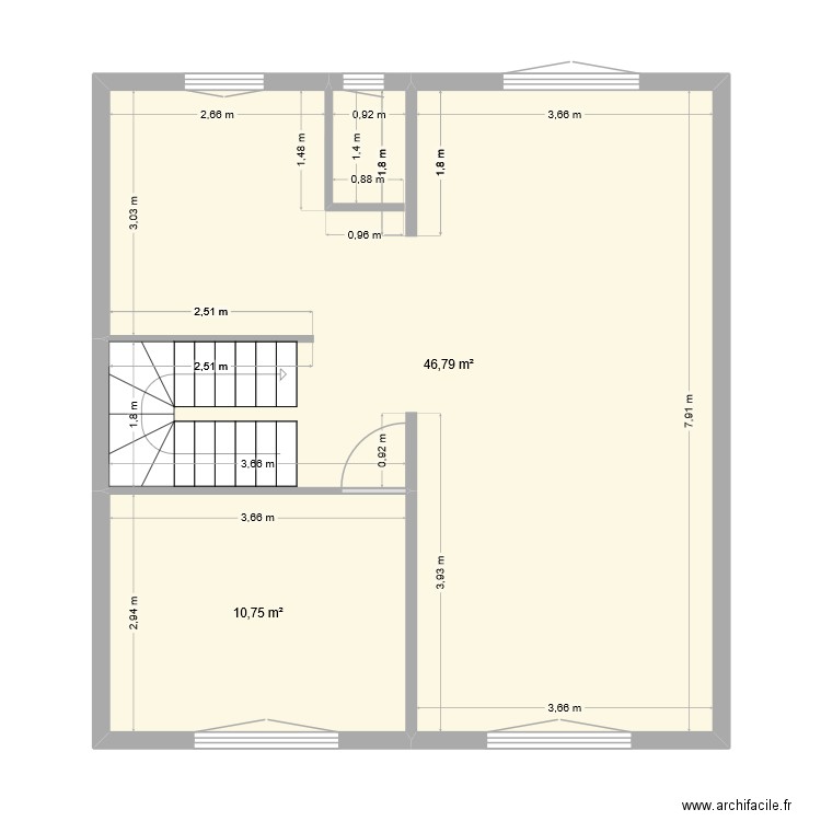 coloc 1. Plan de 2 pièces et 58 m2