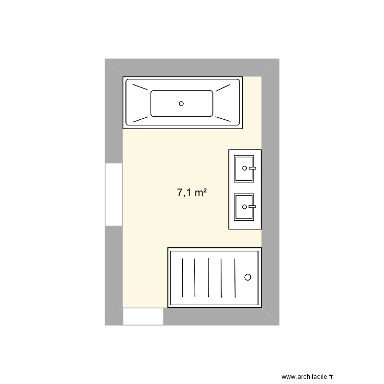 SDB EXTENSION . Plan de 1 pièce et 7 m2