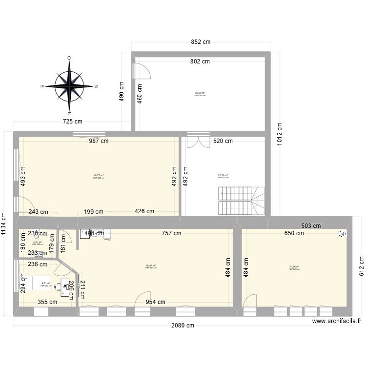 PLAN RDC COLLOREC 1ARCHI. Plan de 7 pièces et 205 m2
