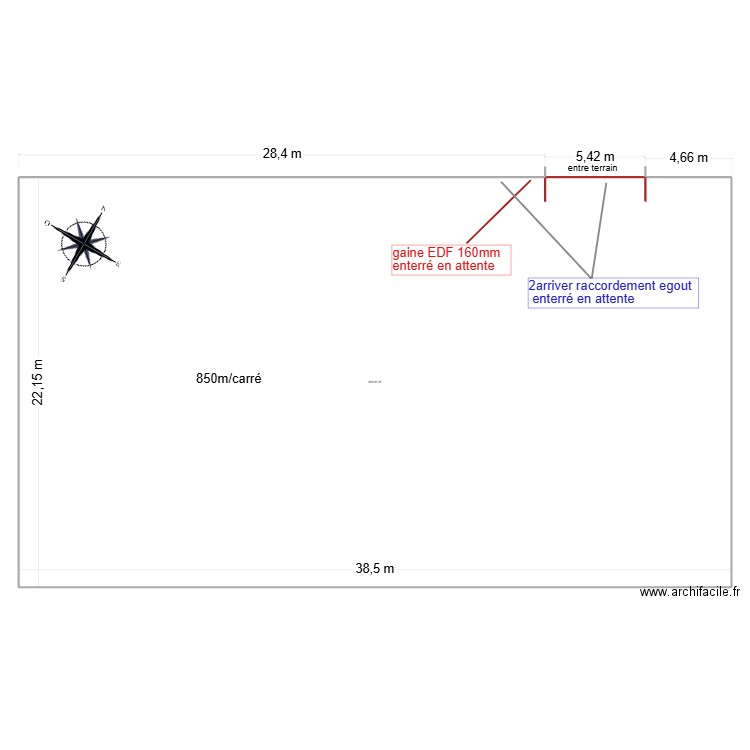 terrain nue 850m. Plan de 1 pièce et 851 m2