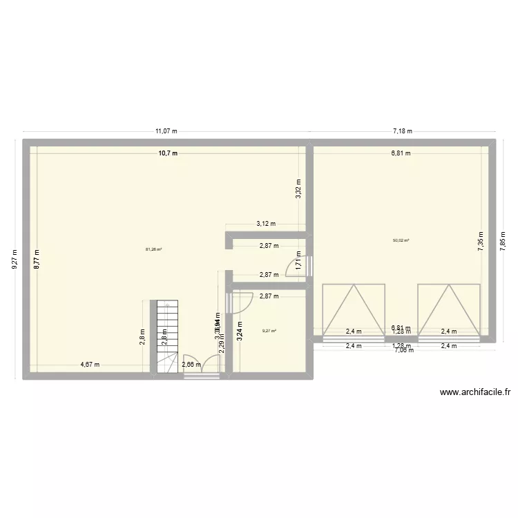 y l. Plan de 3  et 141 m²