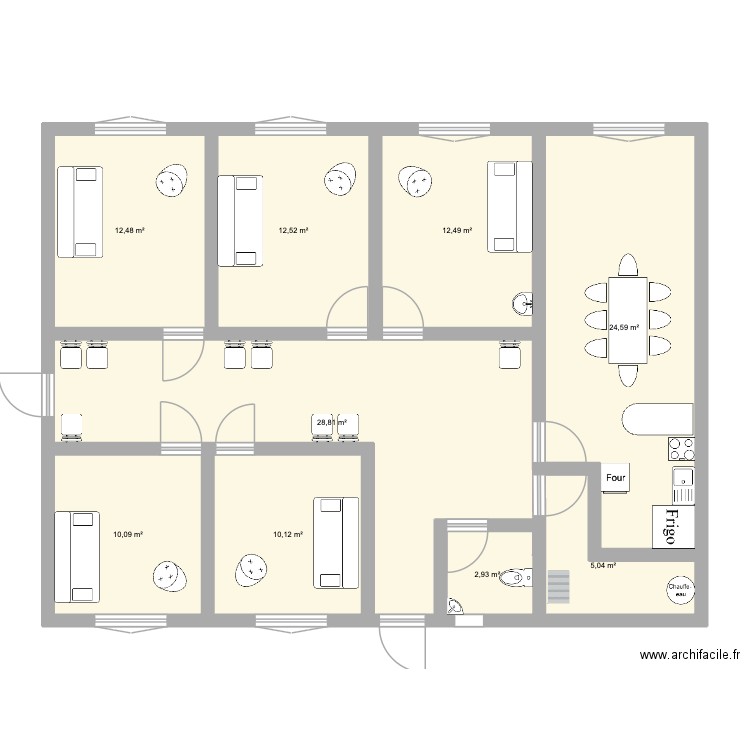 projet 1. Plan de 9 pièces et 119 m2