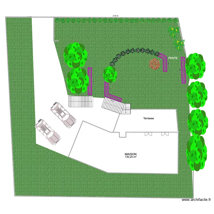 jardin V5 bis. Plan de 1  et 130 m²
