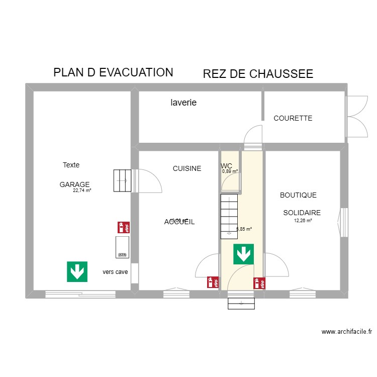 87 AIXE SUR VIENNE (RdC). Plan de 5 pièces et 55 m2