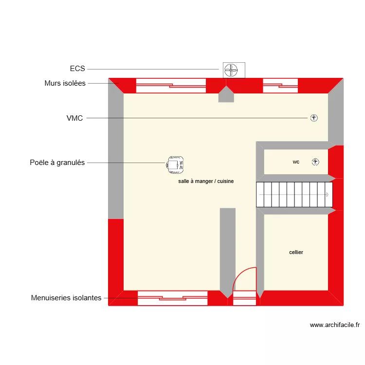 ROUDERGUE rdc S 3. Plan de 3  et 43 m²