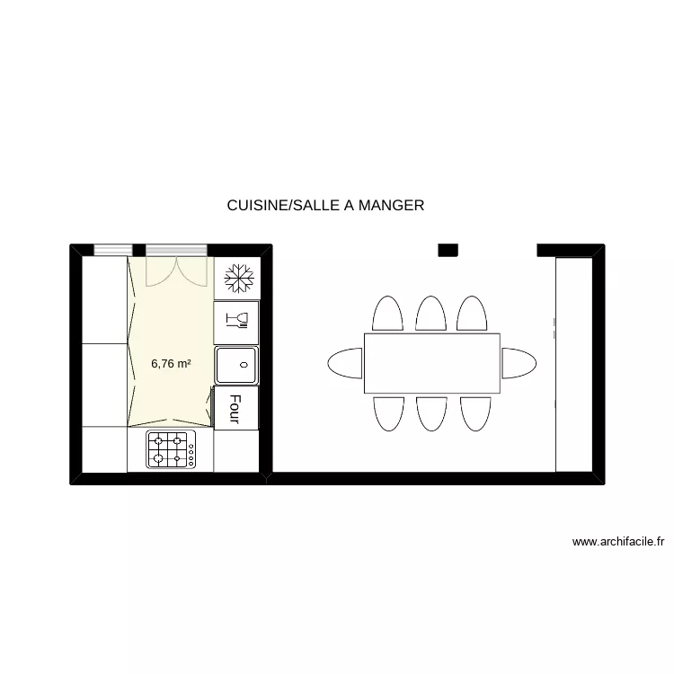 cuisine/salle a manger. Plan de 