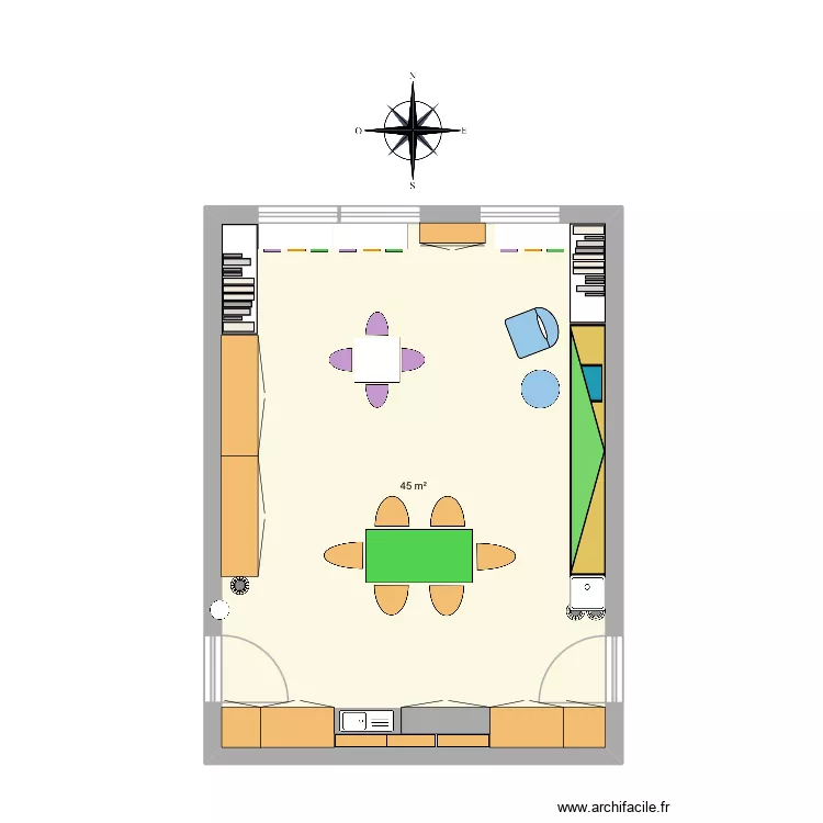 Plan de la ludoth&egrave;que. Plan de 1  et 45 m²