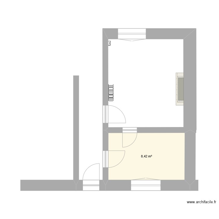 presbytère Chailly. Plan de 1 pièce et 8 m2