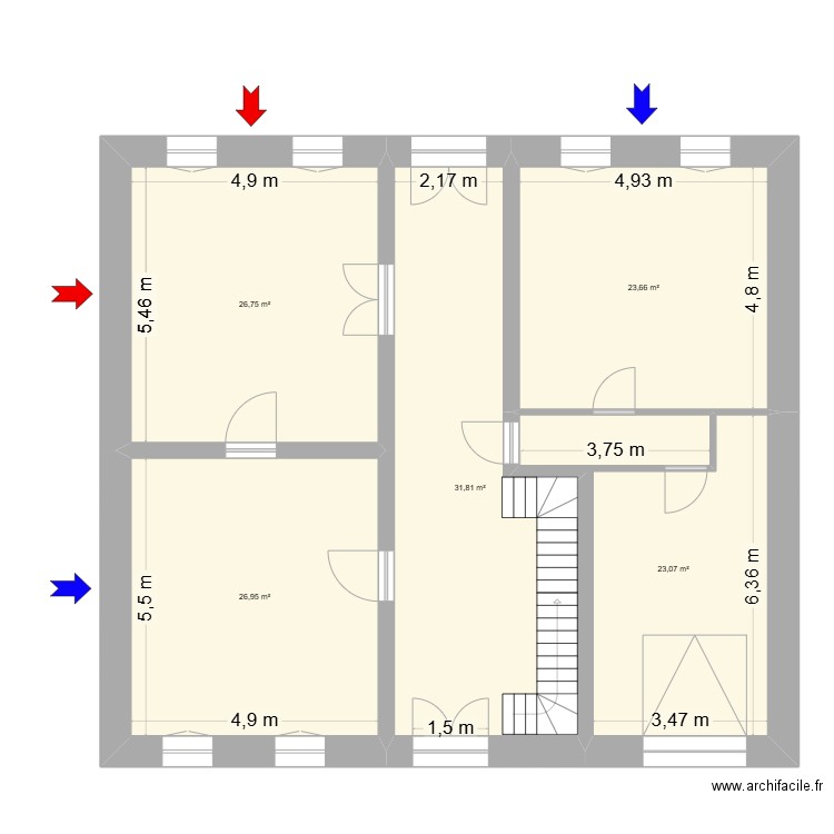 fantou rdc isolation. Plan de 5 pièces et 132 m2