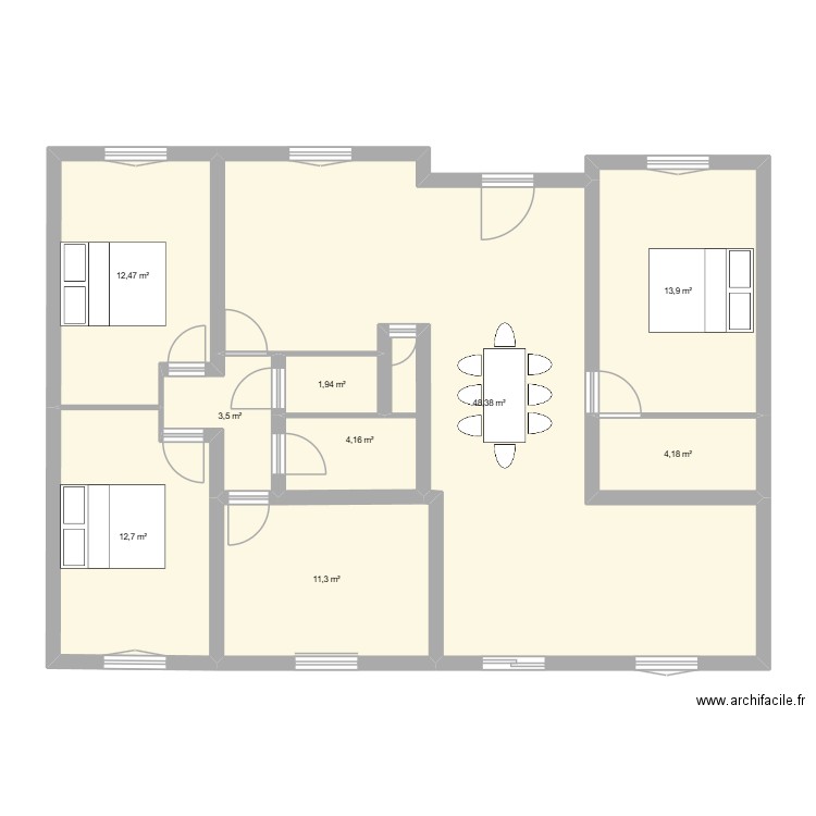 avesnes. Plan de 9 pièces et 113 m2