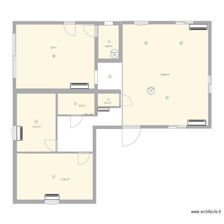 Maison . Plan de 7 pièces et 105 m2